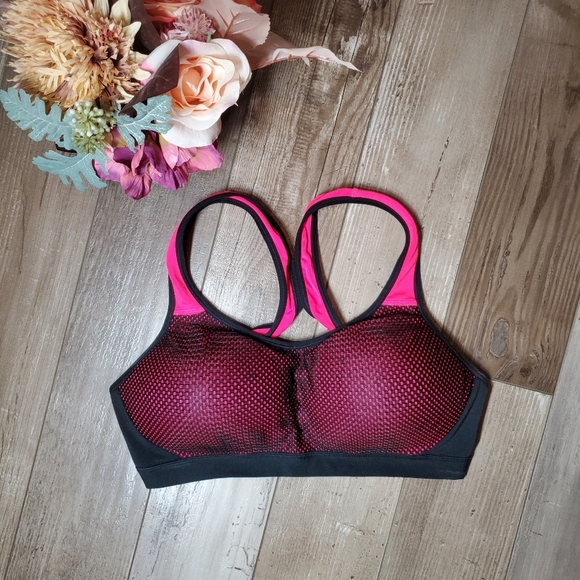 C9 by Champion Duo Dry Sports Bra Medium Support Black and Pink Mesh EUC - Picture 1 of 16